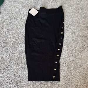 Superdown Black Pencil Skirt with Button Accents
